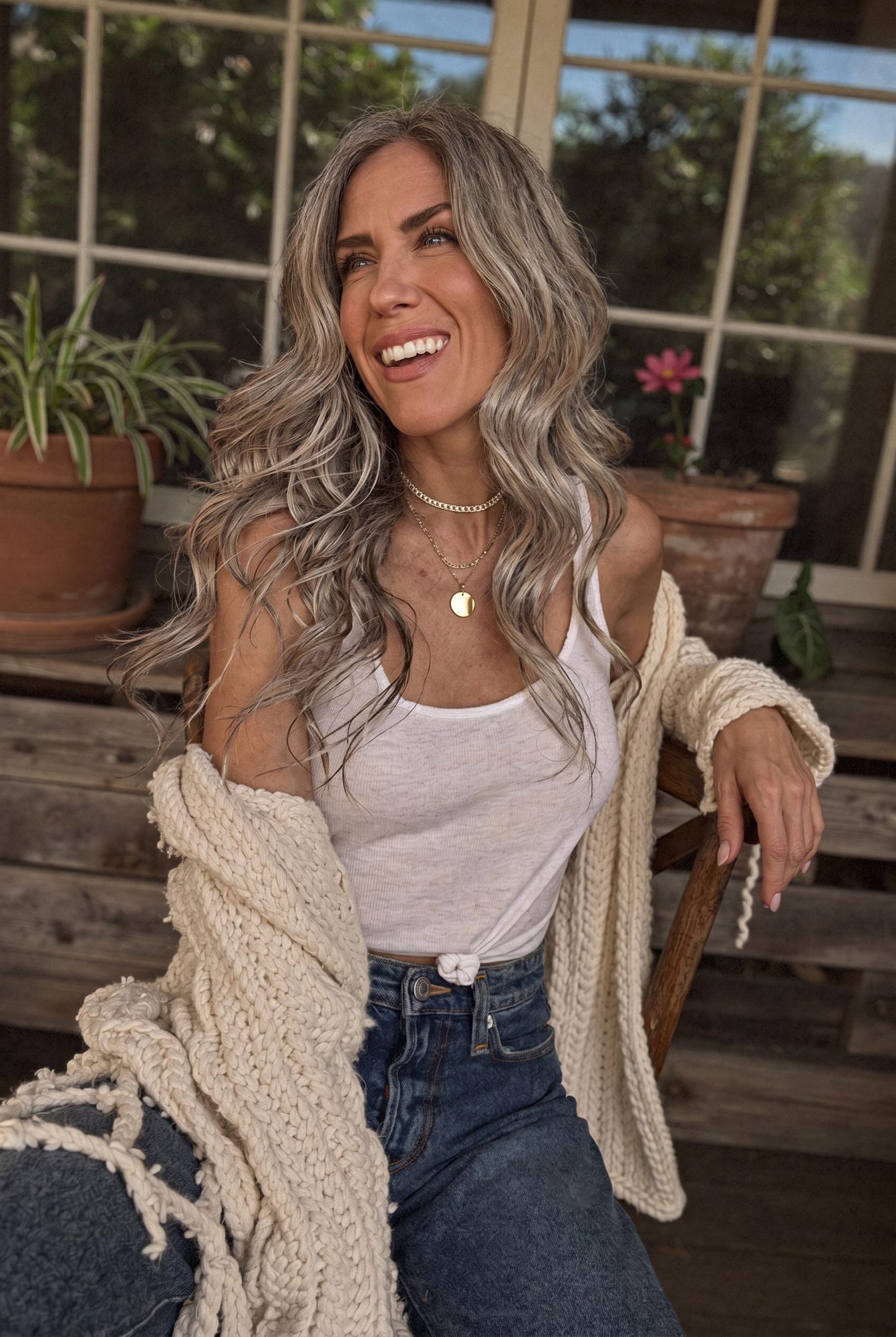 Porch lifestyle — candid laughter