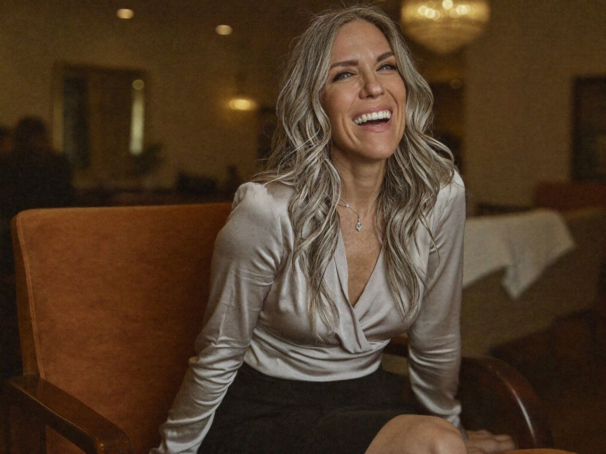 Lounge chair — satin blouse, warm laughter