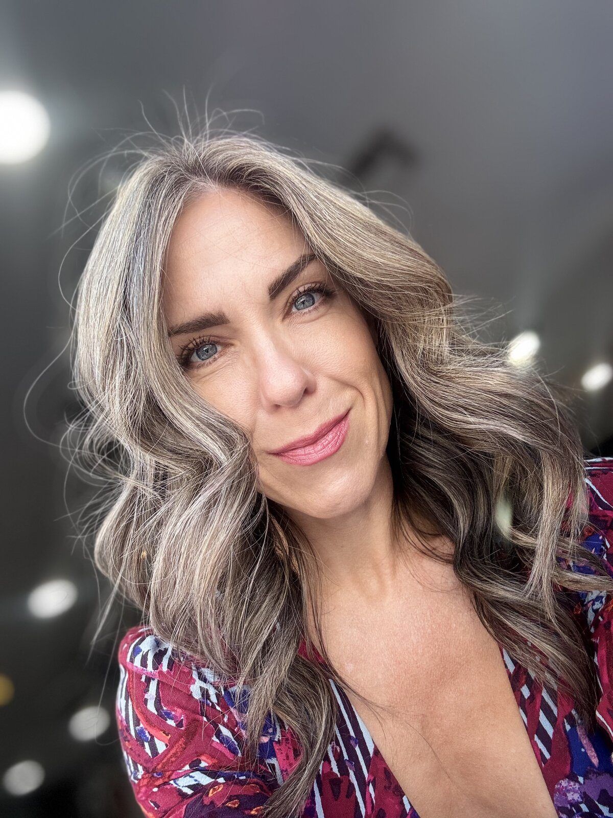 Christine — close-up, patterned top
